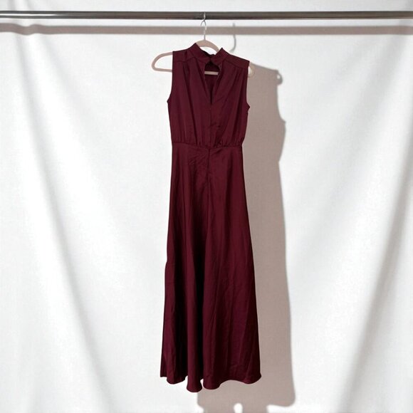 Lulus Classic Elegance Plum Chiffon Sleeveless Mock Neck Maxi Dress Size Small - Picture 5 of 9